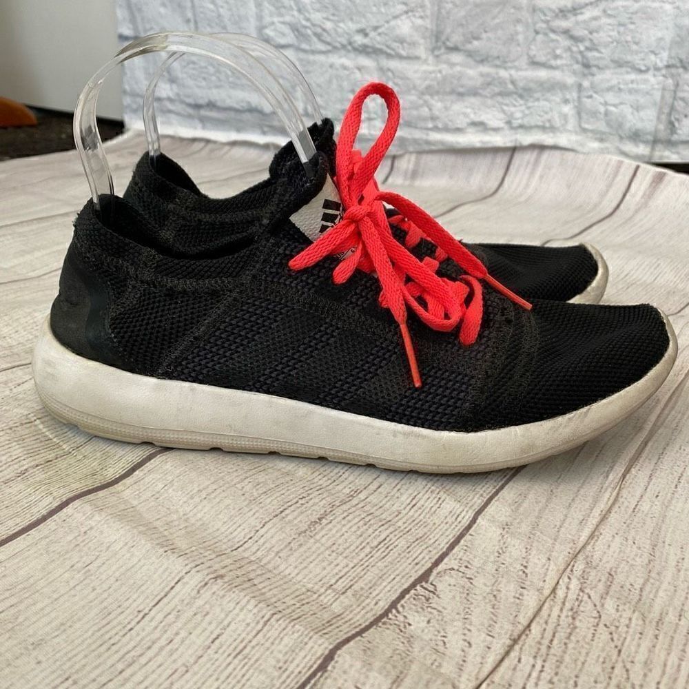Adidas running mesh sock athletic shoes black sz 8 women